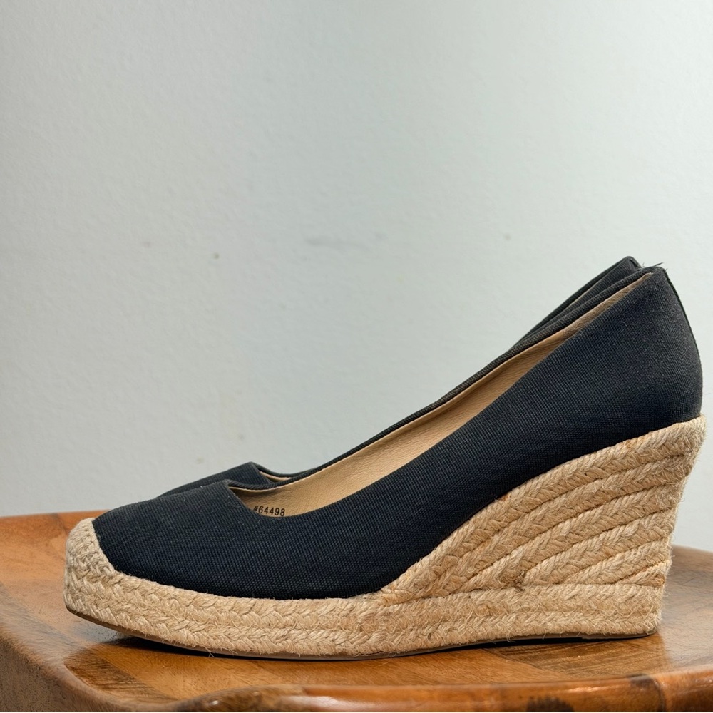 J. Crew Black Canvas Wedge Espadrilles